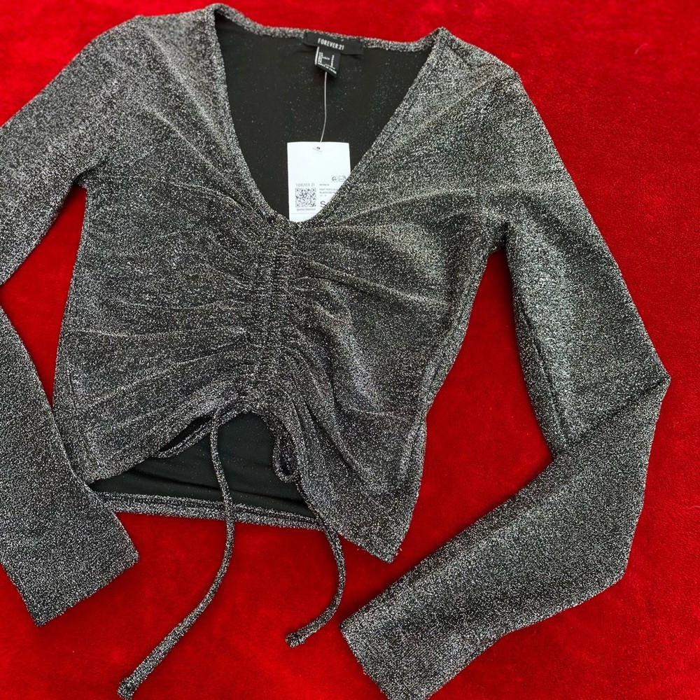 Knit Drawstring Longsleeve Top - Picture 2 of 4